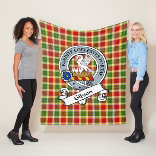 Gibson Badge Tartan Plaid Fleece Blanket