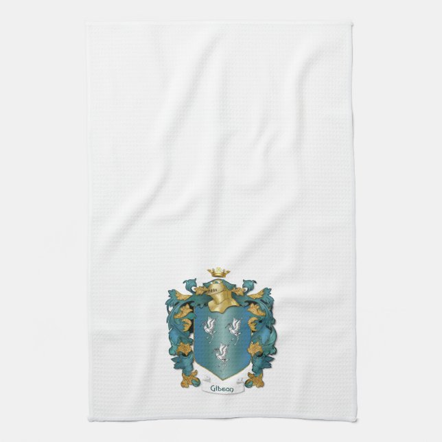 Gibson Coat of Arms and Ancient Tartan Kitchen Towel (Vertical)