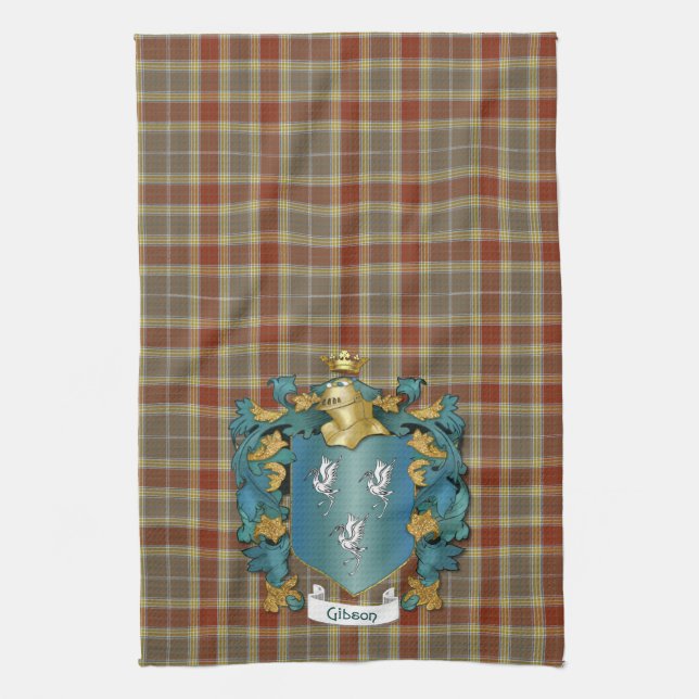 Gibson Coat of Arms and Tartan Towel (Vertical)