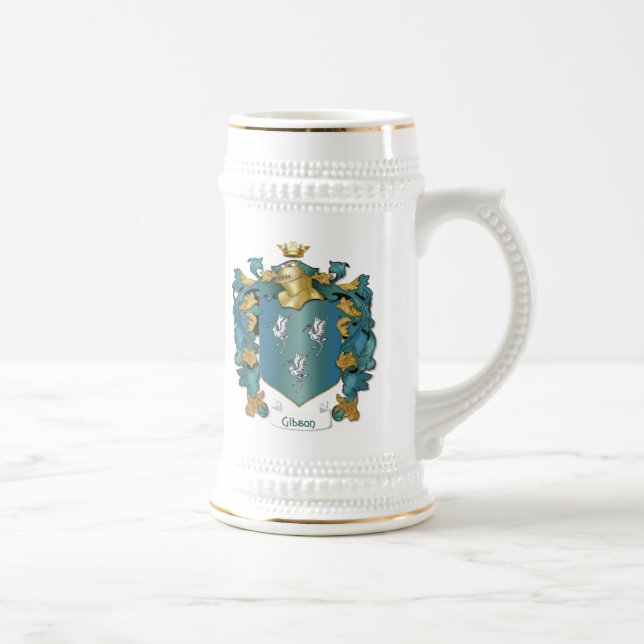 Gibson Family Crest -  Customize text Beer Stein (Right)