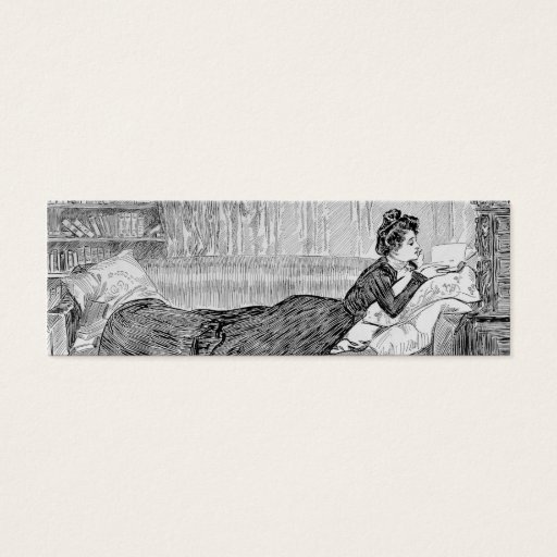 Customizable Gibson Girl Reading Business Card Templates
