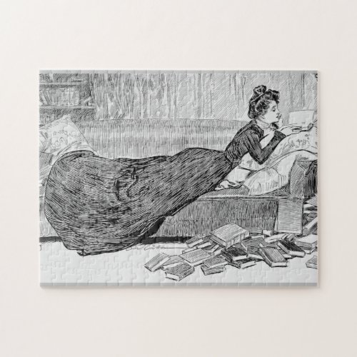 Gibson girl reading a book jigsaw puzzle