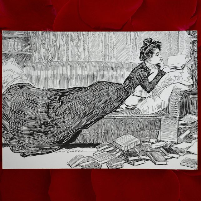 Gibson Girl Reading a Book Postcard (Creator Uploaded)