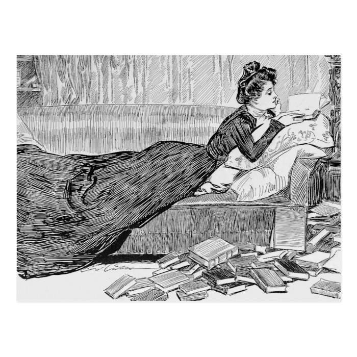 Gibson Girl Reading A Book Postcard Zazzle