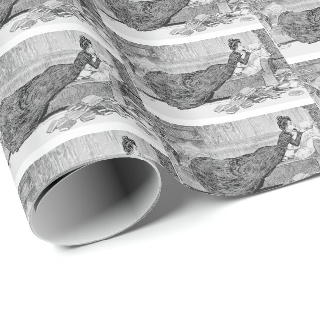 Gibson Girl Reading a Book Wrapping Paper (Roll Corner)