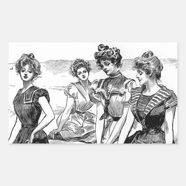 Gibson Girls at the Beach Rectangular Sticker (Front)