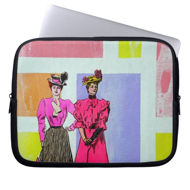 Gibson Girls in a Mondrian Pattern Laptop Sleeve (Front)
