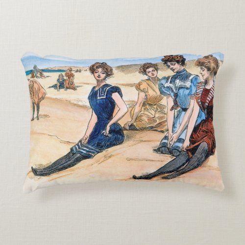 Gibson Girls On The Beach 1900 Decorative Pillow