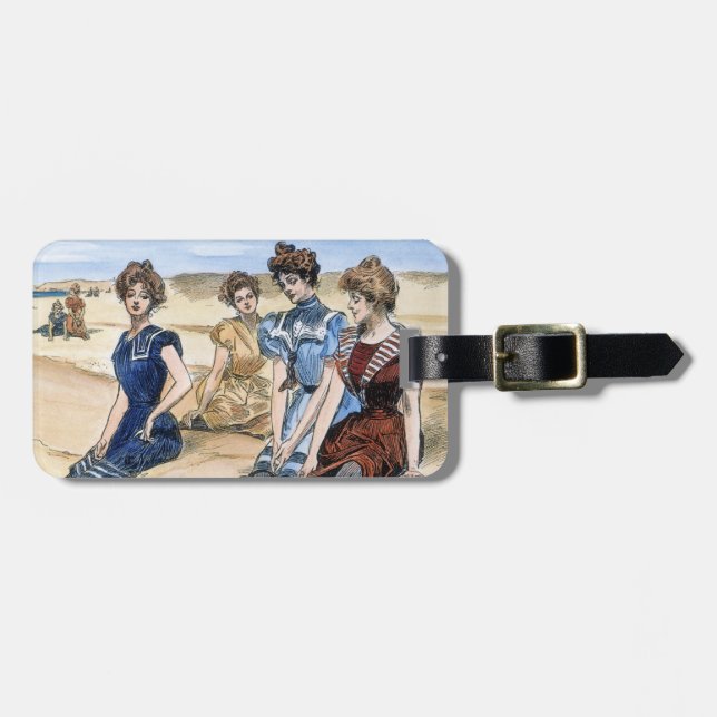 Gibson Girls On The Beach, 1900 Luggage Tag (Front Horizontal)