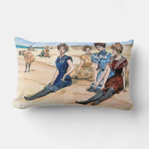 Gibson Girls On The Beach 1900 Lumbar Pillow