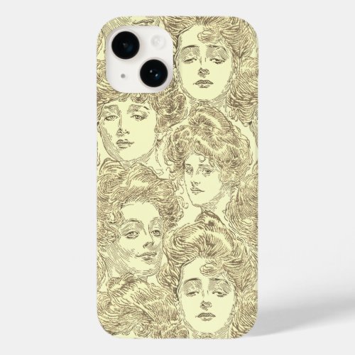 Gibson girls victorian illustration sepia gold  Case_Mate iPhone 14 case