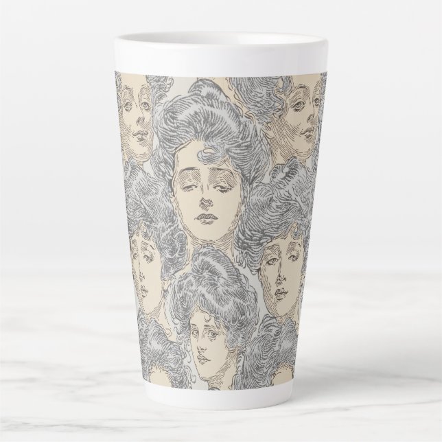 Gibson girls victorian woman gray peach elegant  latte mug (Front)