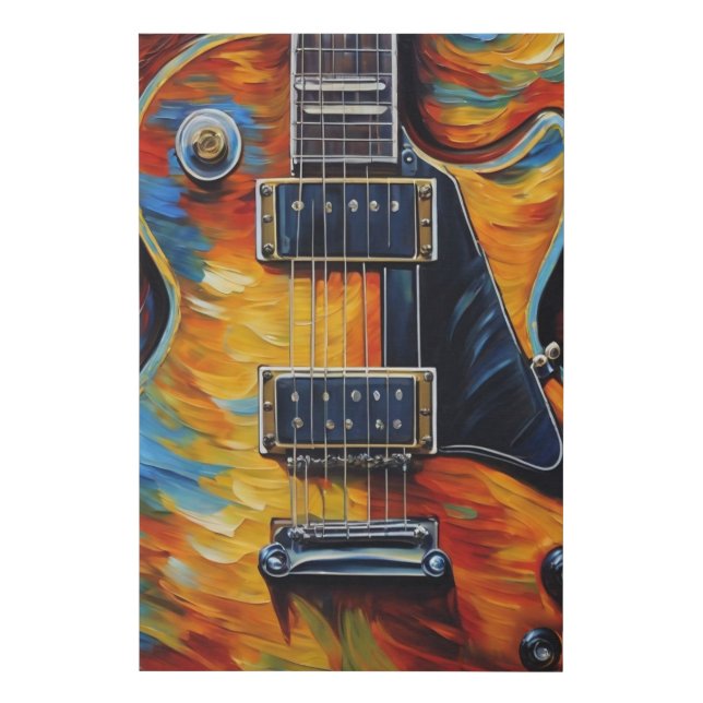 Gibson Les Paul - Van Gogh Style Faux Canvas Print (Front)