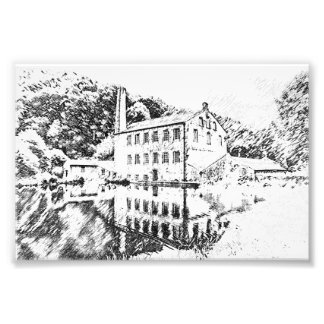 Gibson Mill, Hardcastle Crags Charcoal Artwork Photo Print