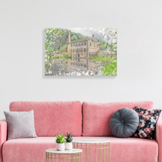 Gibson Mill, Hardcastle Crags Watercolour Artwork Canvas Print