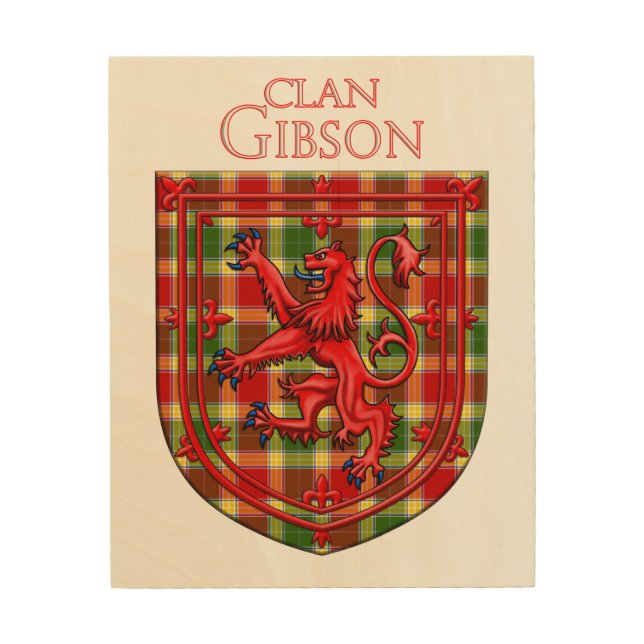 Gibson Tartan Scottish Plaid Lion Rampant Wood Wall Art (Front)