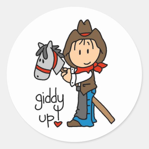 Giddy Up Cowboy Tshirts and Gifts Classic Round Sticker