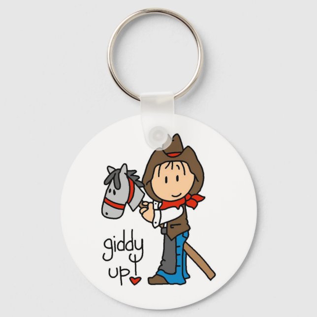 Giddy Up Cowboy Tshirts and Gifts Keychain (Front)