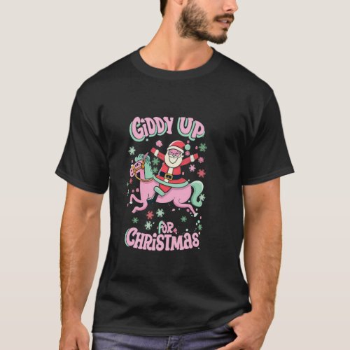 GIDDY UP For Christmas Funny Western Horse Riding  T_Shirt