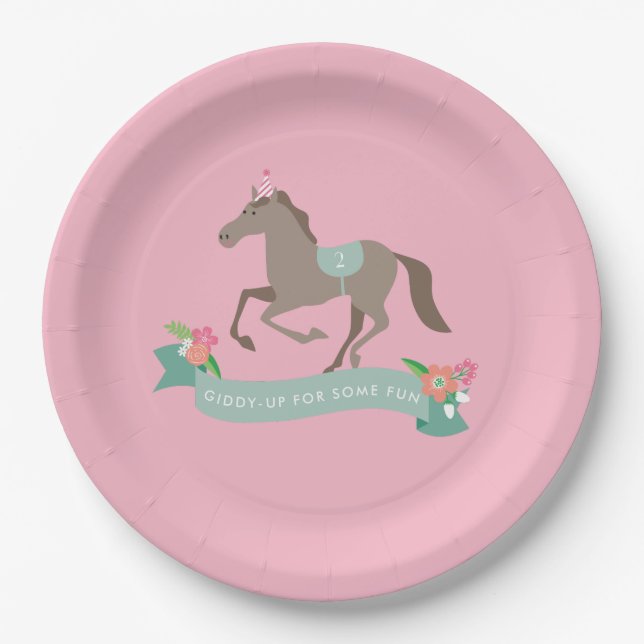 Giddy Up for Fun Second Birthday Paper Plates (Front)