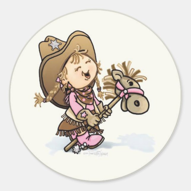 "Giddy up go!" Classic Round Sticker (Front)