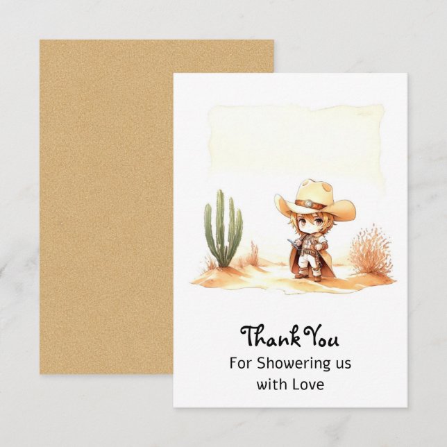 Giddy Up It's a Wild West Cowboy Baby Shower Thank You Card (Front/Back)