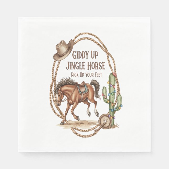 Giddy Up Jingle Horse Napkins (Front)