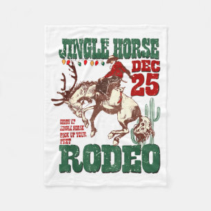 Giddy Up Jingle Horse Santa Cowboy Western Christm Fleece Blanket