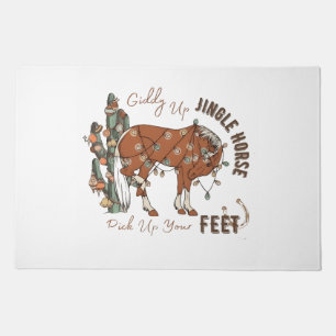 Giddy Up Jingle Horses Pick Up Your Feet Christmas Doormat