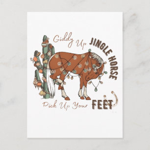 Giddy Up Jingle Horses Pick Up Your Feet Christmas Holiday Postcard