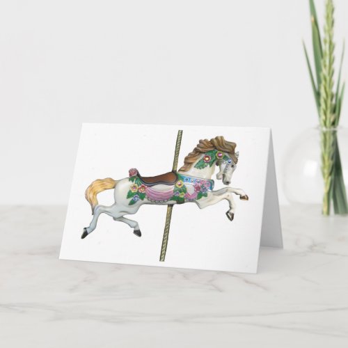 Giddy Up Merry Go Round Horse Blank Card