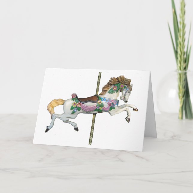 Giddy Up Merry Go Round Horse Blank Card (Front)