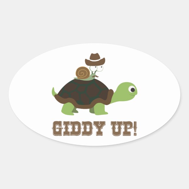 Giddy Up! Oval Sticker (Front)