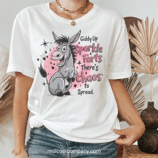 Giddy Up Sparkle Fart Funny Donkey Graphic Women Tri-Blend Shirt