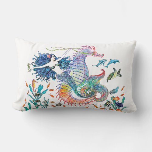 Giddy Yup Mermaid Lumbar Pillow  by Kat