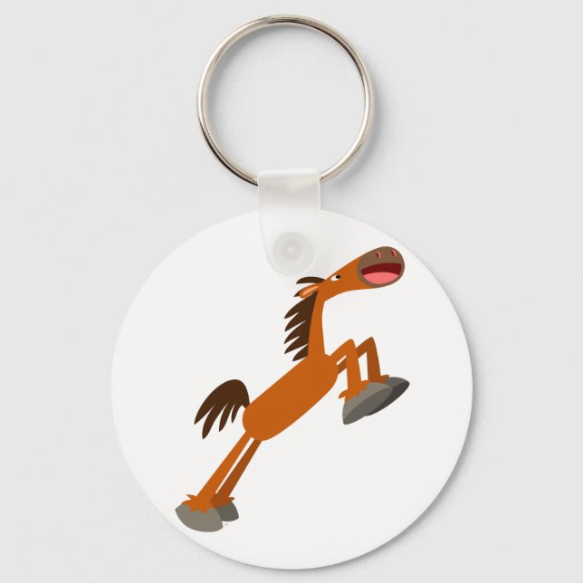 Giddyup, Horsey! Cartoon Horse Keychain (Front)