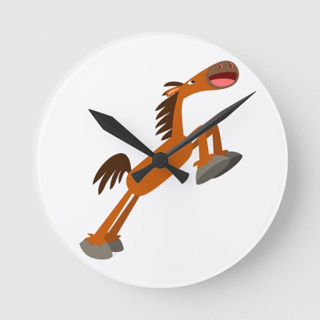 Giddyup, Horsey! Cartoon Horse Wall Clock (Front)