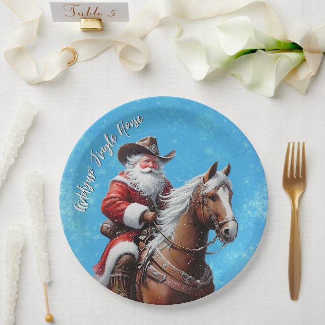 Giddyup Jingle Horse Santa Claus Christmas Gift  Paper Plates (Wedding)
