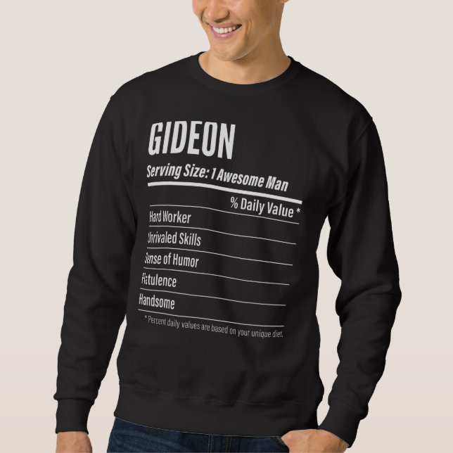Gideon Serving Size Nutrition Label Calories Sweatshirt (Front)