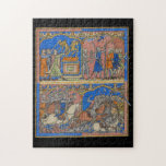 Gideon's Valiant Three Hundred The Crusader Bible Jigsaw Puzzle<br><div class="desc">A medieval illustration from The Crusader Bible, also known as the Morgan Picture Bible, that dates from the 13th Century. The French Gothic manuscript depicts scenes from the Old Testament. Gideon leads a group to smash the altar of Baal. Gideon asks the Lord for a sign related to the wool...</div>