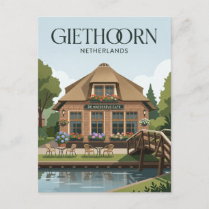 Giethoorn cafe facade Netherlands Postcard
