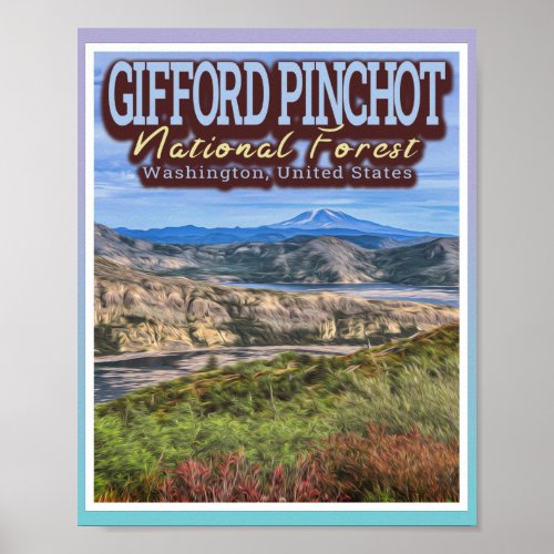  GIFFORD PINCHOT _ MOUNT ADAMS _ WASHINGTON US POSTER