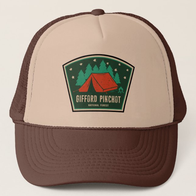 Gifford Pinchot National Forest Camping Trucker Hat (Front)