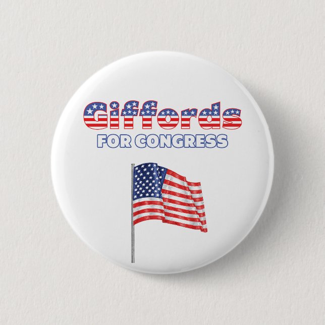Giffords for Congress Patriotic American Flag Desi Pinback Button (Front)
