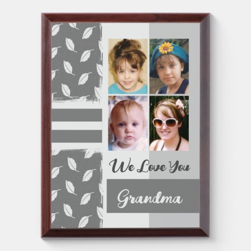 Gift 4 photo grandkids love you grandma grey award plaque