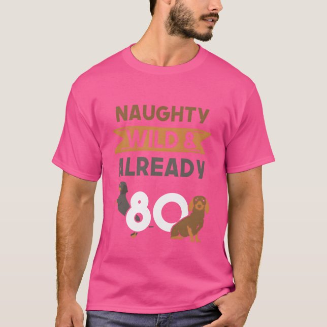 Gift 80 years birthday women Dachshund funny T-Shirt (Front)