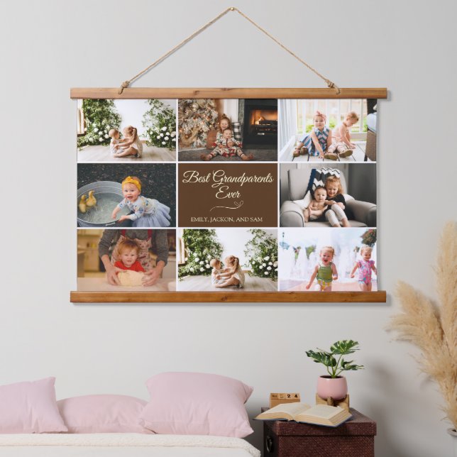 Gift 8 Photo Best Grandparents Ever Hanging Tapestry (Bedroom)