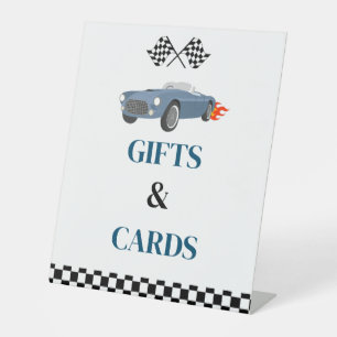 Gift and Card Race Car Baby Shower party Sign