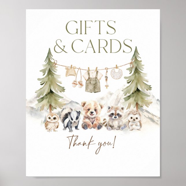 Gift and Card Woodland Adventure Boy Baby Shower Poster (Front)