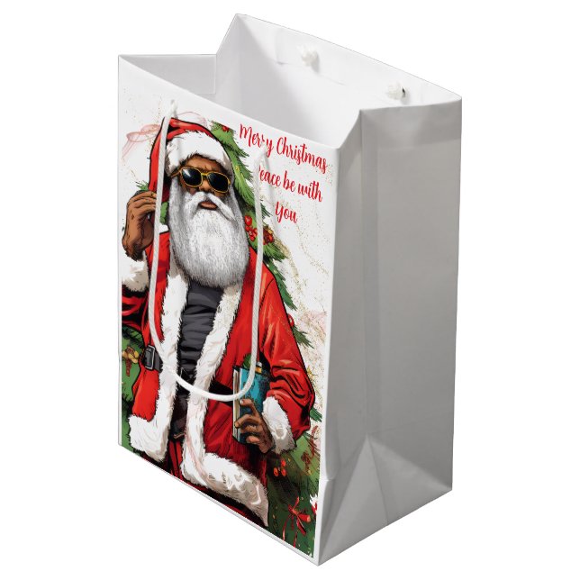 Gift Bag - African American Santa Gift Bag (Front Angled)